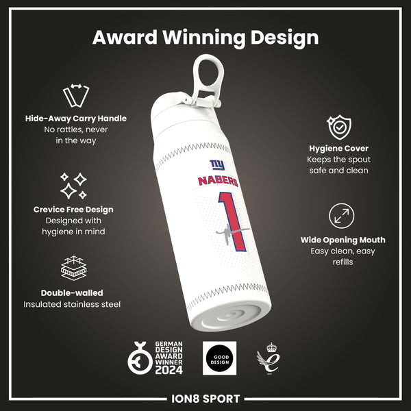 NFL x Ion8 Sports, Insulated Bottle, GameDay Series, Nabers Giants, 750ml (24oz)