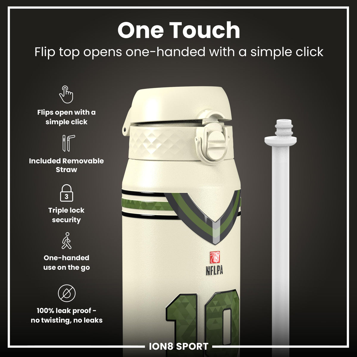 NFL x Ion8 Sports, Botella Térmica, Serie Icon, Drake Maye, 750ml (24oz)
