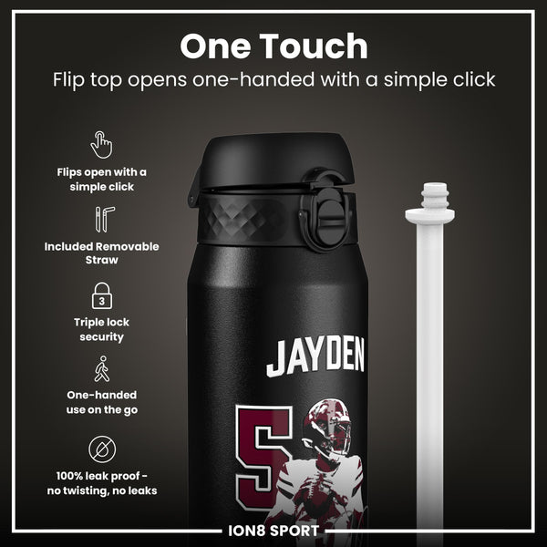 NFL x Ion8 Sports, Botella Térmica, Serie Bloqueado, Jayden Daniels, 750ml (24oz)