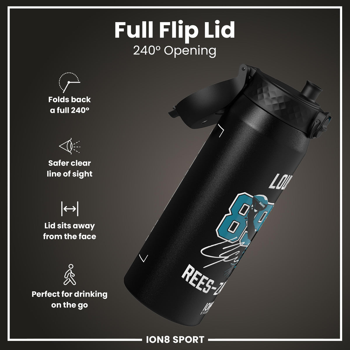 NFL x Ion8 Sports, Botella Térmica, Serie Locked In, Rees-Zammit, 750ml (24oz)