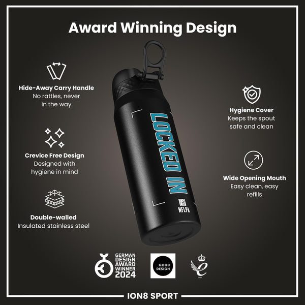 NFL x Ion8 Sports, Botella Térmica, Serie Locked In, Rees-Zammit, 750ml (24oz)