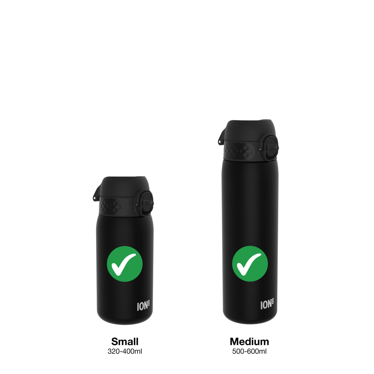 Tapa de repuesto antifugas para botella de agua, negra, pequeña / mediana