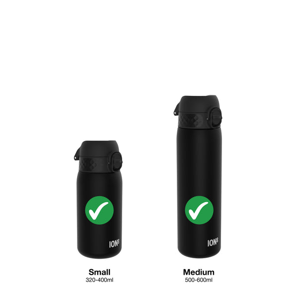 Tapa de repuesto antifugas para botella de agua, negra, pequeña / mediana