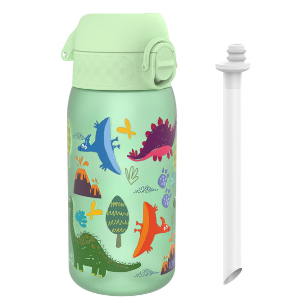 Botella de agua infantil con pajita, Recyclon, dinosaurio, 350ml