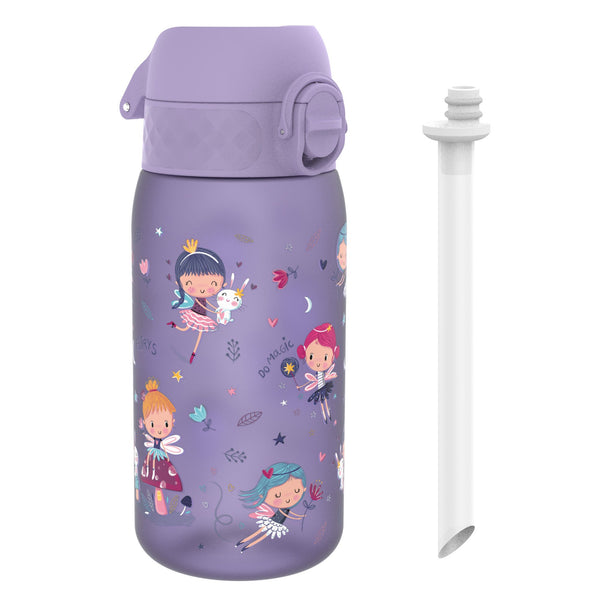 Botella de Agua Infantil con Pajita, Recyclon, Hadas, 350ml