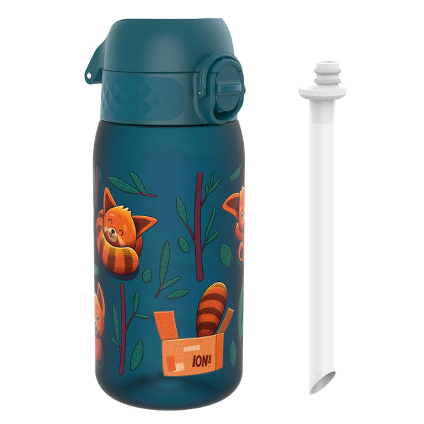 Botella de agua infantil con pajita, Recyclon, Pandas Rojos, 350ml