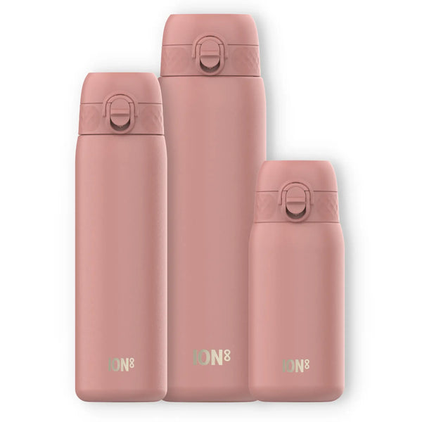 ION8, Pack de tres botellas de acero ligero, Rosa Ceniza
