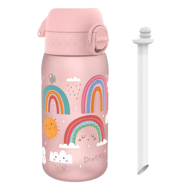 Botella de agua infantil con pajita, Recyclon, Arcoíris, 350ml