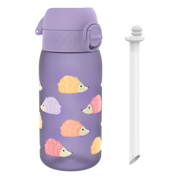 Botella de Agua con Pajita para Niños, Recyclon, Erizo, 350ml