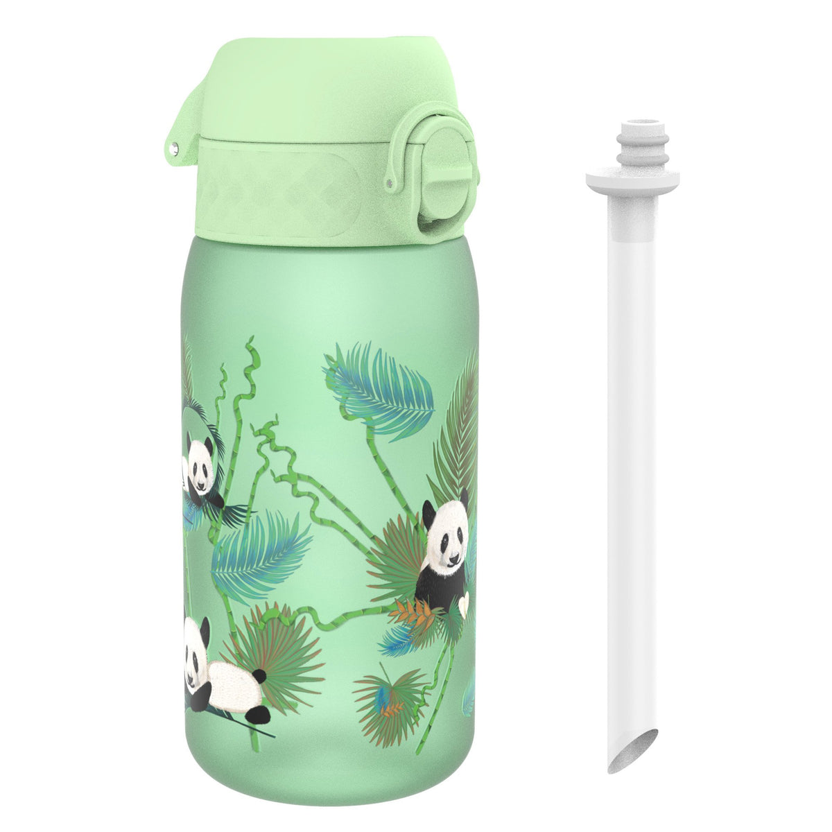 Botella de agua infantil con pajita, Recyclon, Pandas, 350ml