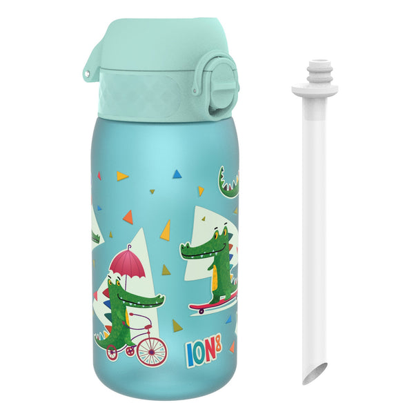 Botella de agua con pajita para niños, Recyclon, Cocodrilos, 350ml