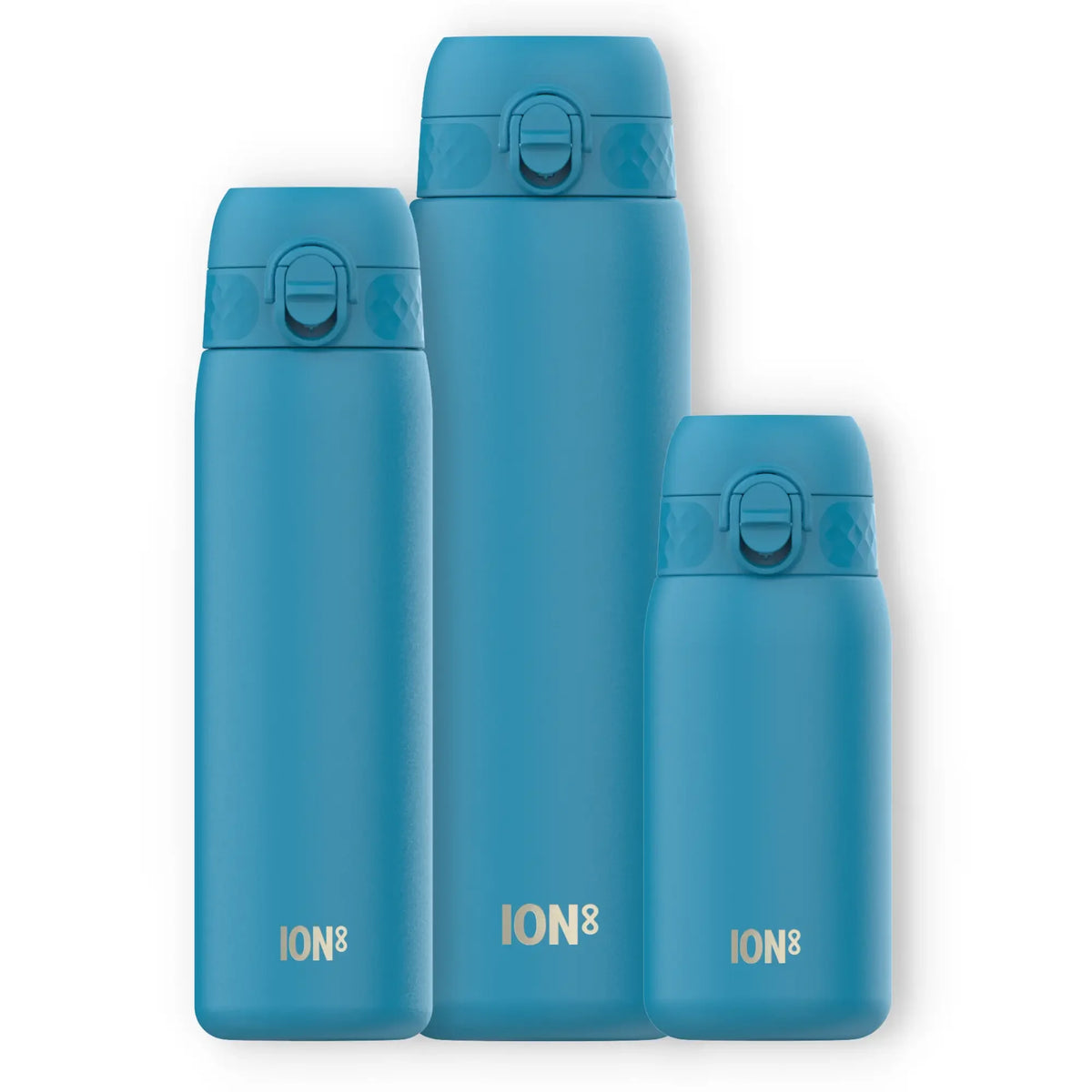 ION8, Paquete de tres botellas de acero ligero, azul