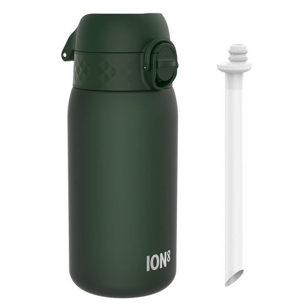 Botella infantil con pajita, Recyclon, verde oscuro, 350ml