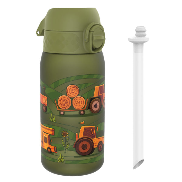 Botella de agua infantil con pajita, Recyclon, máquinas agrícolas, 350ml