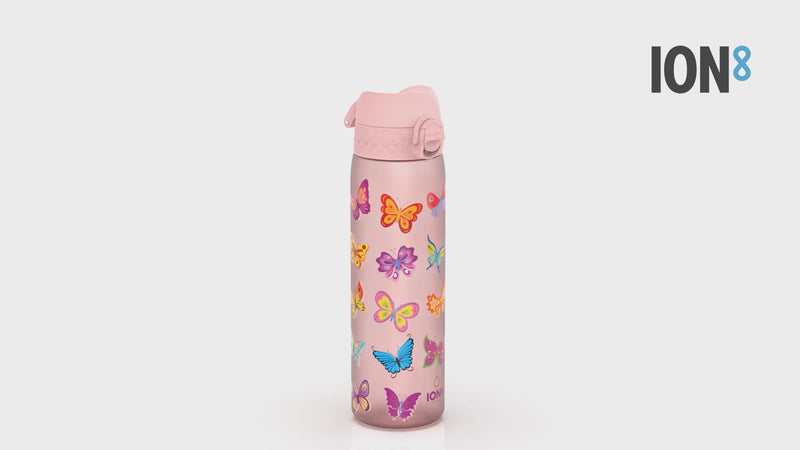 360 Video View of Ion8 Leak Proof Slim Water Bottle, BPA Free, Butterfly, 600ml (20oz)