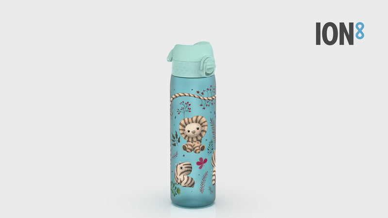 360 Video View of Ion8 Leak Proof Slim Water Bottle, BPA Free, Zebra Fans, 600ml (20oz)