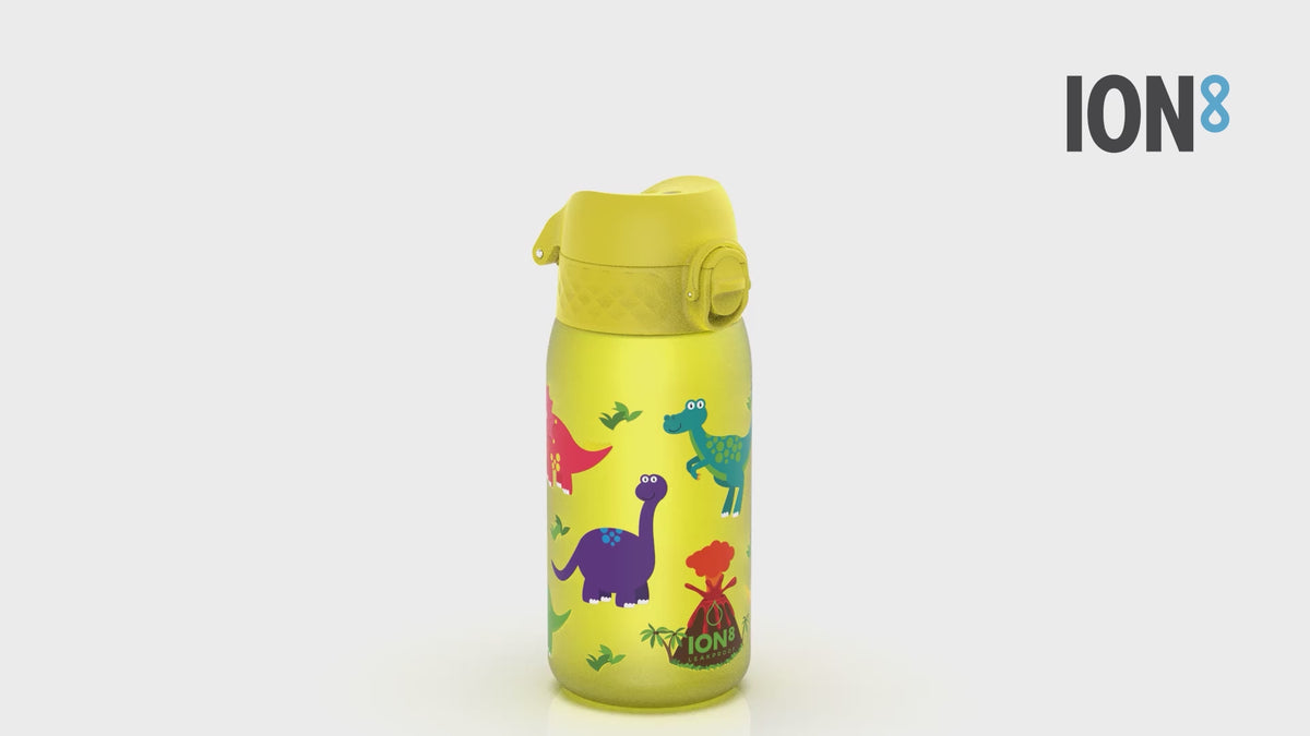 360 Video View of Ion8 Leak Proof Kids Water Bottle, BPA Free, Dinosaur, 400ml (13oz)